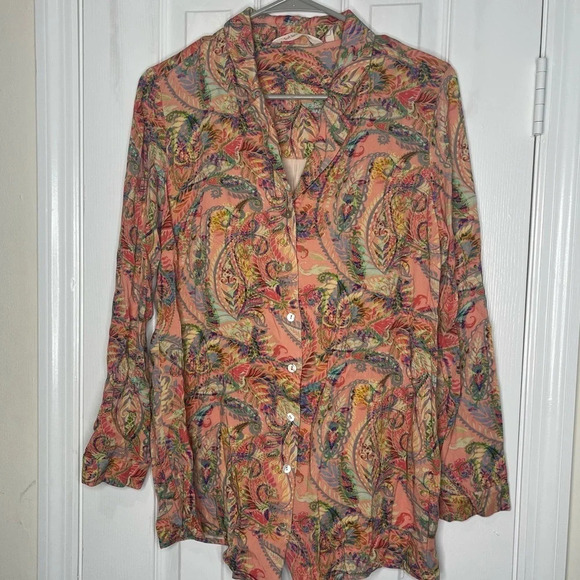 Soft Surroundings Laia Paisley Pattern Rayon Blouse Tunic Small - Picture 4 of 10
